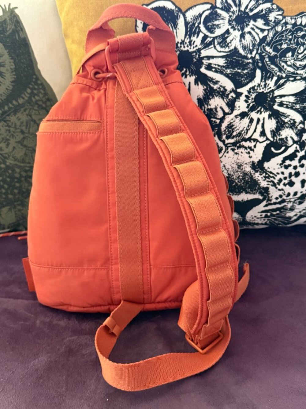 Dagne Dover Nova Sling Bag Orange Drawstring Utility Backpack Crossbody - Picture 2 of 4